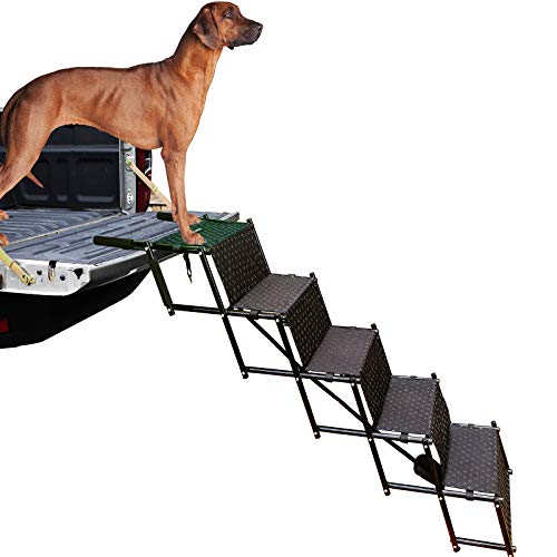 Verbesserte Hundetreppe, Metallrahmen, faltbar, große Hundetreppe, leicht, tragbar, Haustierleiter, Rampe für Autos, SUVs und Hochbett, 5 Stufen von by Unbranded