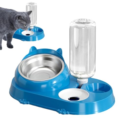 caits Wasser- und Futterschale für Katzen, Wasser- und Futterschale für Katzen, rutschfester Wasserspender mit 16-Grad-Winkel für Katzen, Futterschale mit Spritzschutz von caits