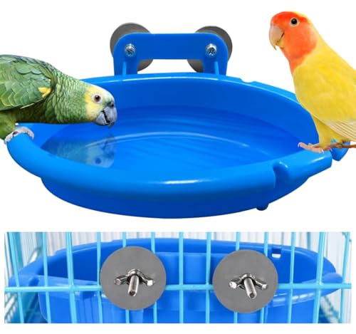 Upgraded Vogelbad für Käfig Vogelbadewanne Schüssel Hängende Wellensittich Bad Vogelfutterautomaten Wasser Dusche Box Papageien Badewanne Vogelkäfig Zubehör Wellensittich Spielzeug Halter für kleine von cakefly