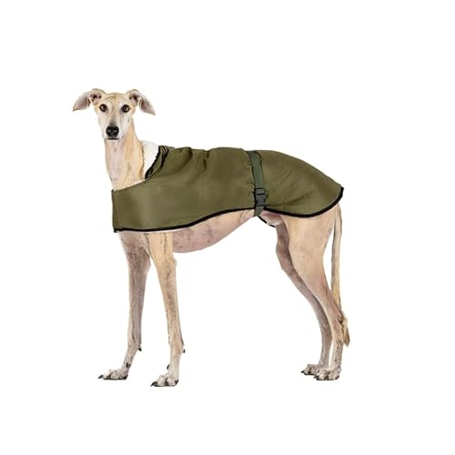 Regenmantel für Windhund: Stil, Schutz vor Kälte und Regen, Lammfutter, Wärmedämmung, Loch für Geschirr, ideal für Windhund, Greyhound und Podencos - Khaki, S von candyPet