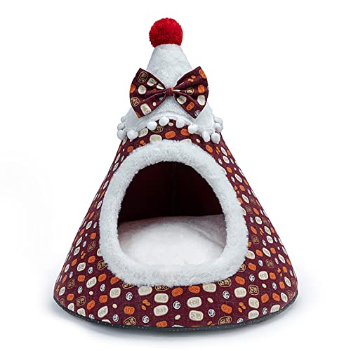 caoxhenr Weihnachten Katzenbett für Indoor Katzen Weihnachtsbaum geformt Kleine Hunde Warm Bett Haus Waschbar Welpenzelt Bett Kätzchen Höhle Abnehmbares Kissen von caoxhenr