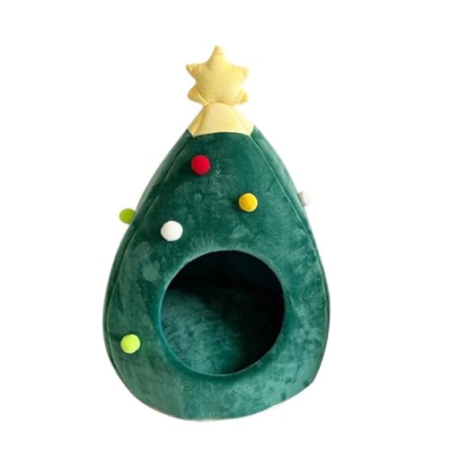 Plüsch-Katzen-Höhlenbett, Plüsch, Weihnachtsbaum, Schlafschutz, halbgeschlossen, rutschfeste Unterseite, für den Innenbereich, Zuhause, kleine Katzen und Hunde Plüsch-Katzen-Höhlenbett, Plüsch, Weihnachtsbaum, Schlafschutz, halbgeschlossen, rutschfeste Unterseite, für den Innenbereich, Zuhause, kleine Katzen und Hunde von carotoe