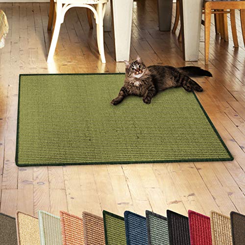 casa pura Katzen Kratzmatte aus Natur Sisal Kratzteppich Kratzmöglichkeiten für Katzen Kratzmöbel für Wand oder Boden - robust & waschba 50x50 cm Grün von casa pura