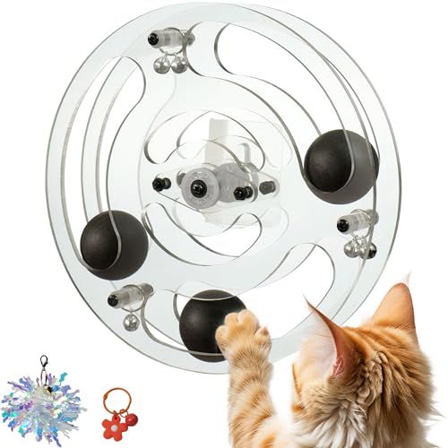 catandshine Katzenspielzeug, innovatives Katzenradspielzeug mit drehbarem Körper und Ballkanal, neu entworfen für Katze/Kätzchenübung für alle Rassen, wandgeklebt, Geschenk für Katze (kristallklar) von catandshine