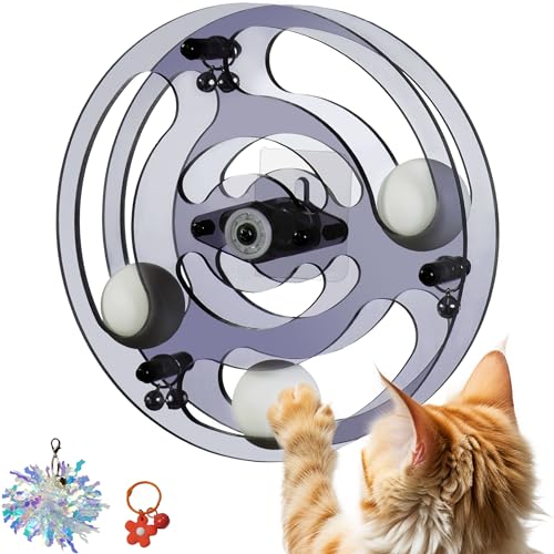 catandshine Katzenspielzeug, innovatives Katzenradspielzeug mit drehbarem Körper und Ballkanal, neu entworfen für Katze/Kätzchenübung für alle Rassen, wandgeklebt, Geschenk für Katze (Nebelgrau) von catandshine
