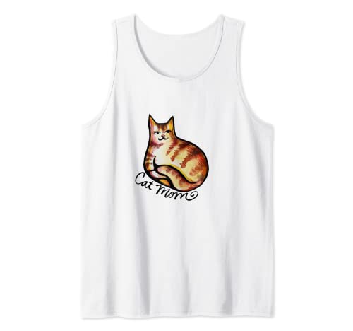 Cat Mom Tanktop mit süßem Tiger-Motiv, Orange von CAT