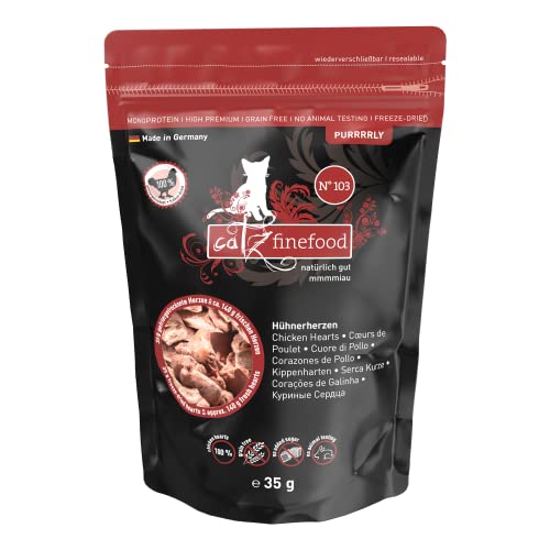 Catz finefood Purrrrly No. 103 Hühnerherzen, gefriergetrockneter Katzensnack/ Katzenleckerli, 6er Pack (6 x 35 g) von catz finefood