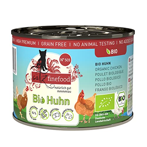 catz finefood Bio Katzenfutter Huhn - N° 503 - Nassfutter für Katzen - 6 x 200 g - Ohne Getreide & zugesetzten Zucker (1,2 kg) von catz finefood