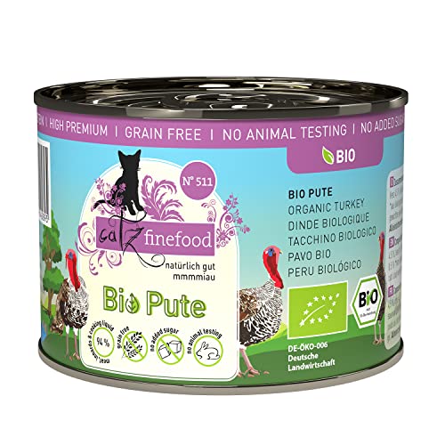 catz finefood Bio Katzenfutter Pute - N° 511 - Nassfutter für Katzen - 6 x 200 g - Ohne Getreide & zugesetzten Zucker (1,2 kg) von catz finefood