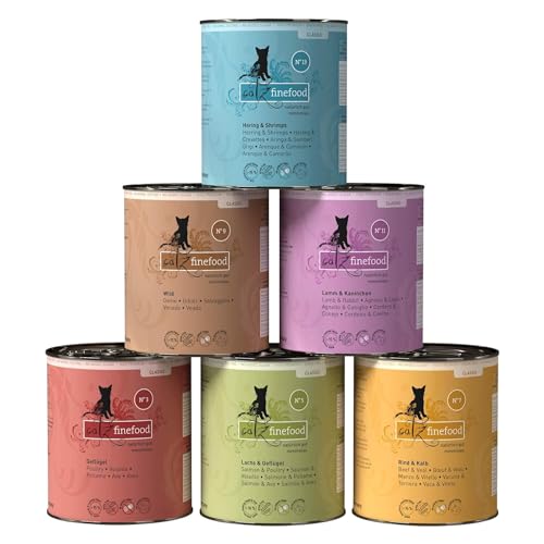 catz finefood Classic Collection Katzenfutter nass Mix-Paket - Gourmet Nassfutter für Ihre Katze ohne Zucker & Getreide, glutenfrei - mit hohem Fleischanteil, Made in Germany (6 x 800g Dosen) von catz finefood