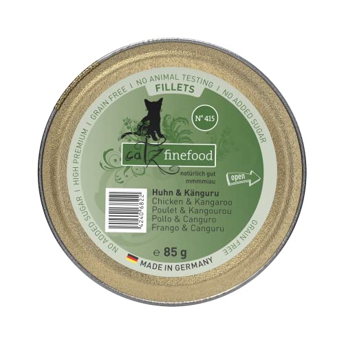 catz finefood Katzenfutter nass feine Filets No. 415 Huhn & Känguru in Jelly - getreidefreies Nassfutter ohne Zucker in Gelee, 85 g (12 er Pack) von catz finefood