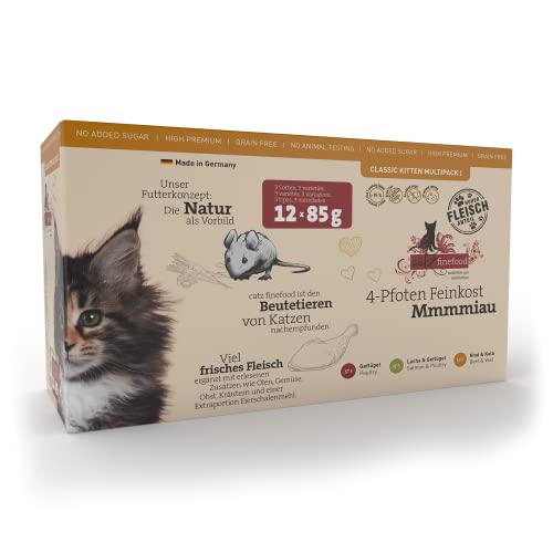 catz finefood Kitten Multipack I Katzenfutter nass - Feinkost Kitten Nassfutter für Junge Katzen ohne Getreide und Zucker mit hohem Fleischanteil (12 x 85g Beutel) von catz finefood