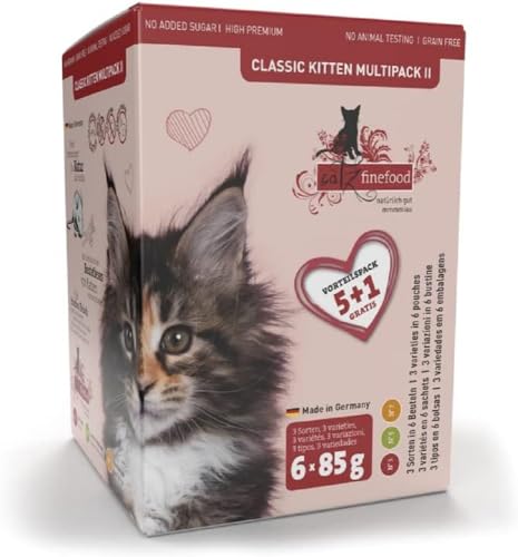 catz finefood Kitten Multipack I Katzenfutter nass - Feinkost Kitten Nassfutter für Junge Katzen ohne Getreide und Zucker mit hohem Fleischanteil (6 x 85g Beutel) von catz finefood