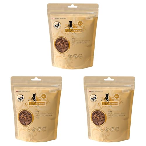 catz finefood Meatz Katzen Leckerlies Ente N° 7 - knusprig gegrillte Streifen aus Entenfleisch - mit Aloe Vera für die Darmflora - Katzensnack ohne Zucker, getreidefrei, 45g (Packung mit 3) von catz finefood