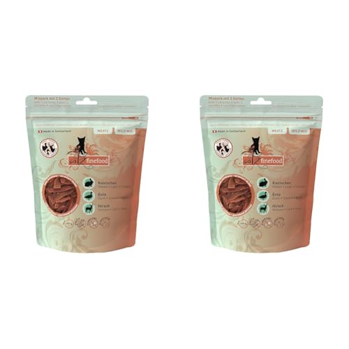 catz finefood Meatz Katzen Leckerlies Wild Mix - knusprige Streifen aus besonderen Fleischsorten - Katzensnack für Allergiker ohne Zucker, getreidefrei (1 x 45 g) (Packung mit 2) von catz finefood