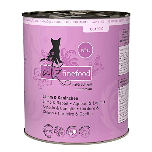 catz finefood N° 11 Lamm & Kaninchen Feinkost Katzenfutter nass, verfeinert mit Cranberries & Karotte, 6 x 800g Dosen von catz finefood
