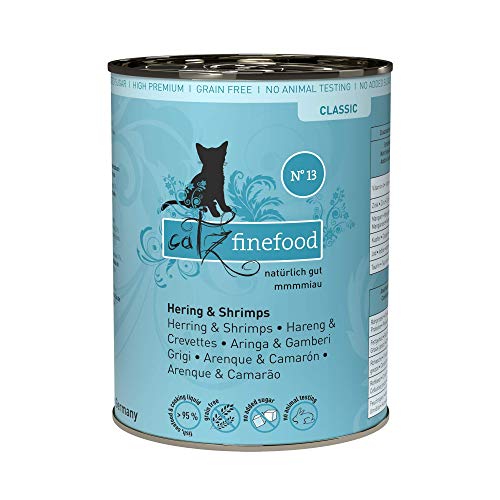 catz finefood N° 13 Hering & Shrimps Feinkost Katzenfutter nass, verfeinert mit Kürbis & Aloe Vera, 6 x 400g Dosen von catz finefood