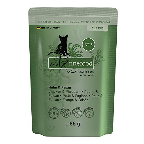 catz finefood N° 15 Huhn & Fasan Feinkost Katzenfutter nass, verfeinert mit Quinoa & Kresse, 16 x 85g Beutel von catz finefood