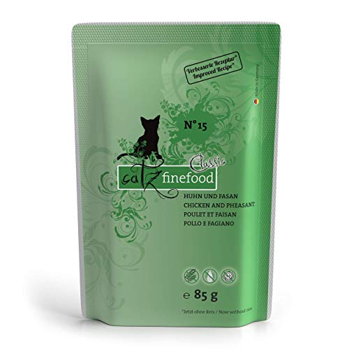 catz finefood N° 15 Huhn & Fasan Feinkost Katzenfutter nass, verfeinert mit Quinoa & Kresse, 8 x 85g Beutel von catz finefood