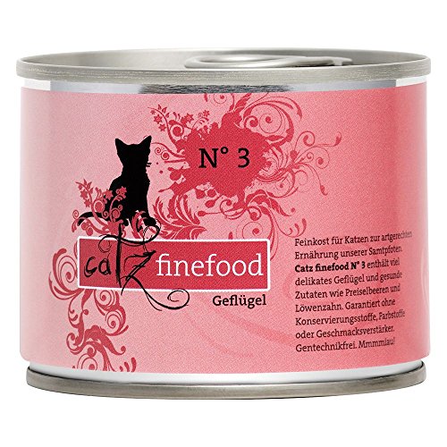 catz finefood N° 17 Geflügel & Garnele Feinkost Katzenfutter nass, verfeinert mit Karotte & Cranberry, 6 x 200g Dosen von catz finefood