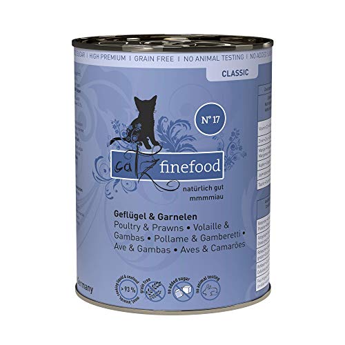 catz finefood N° 17 Geflügel & Garnele Feinkost Katzenfutter nass, verfeinert mit Karotte & Cranberry, 6 x 400g Dosen von catz finefood