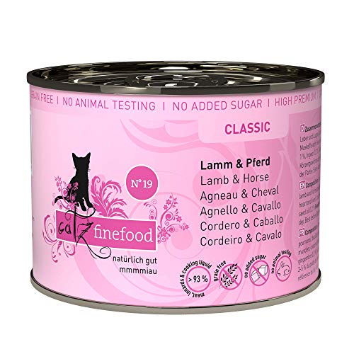 catz finefood N° 19 Lamm & Pferd Feinkost Katzenfutter nass, verfeinert mit Zucchini & Tomate, 6 x 200g Dosen von catz finefood