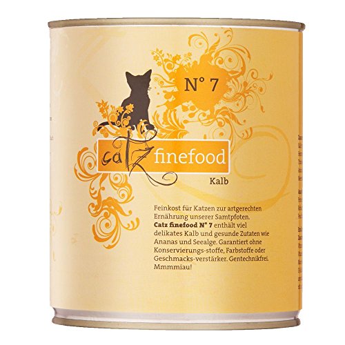 catz finefood N° 5 Salmon & Poultry Delicatessen Wet Cat Food, Refined with Spinach & Tomato, 6 x 800 g Tins von catz finefood