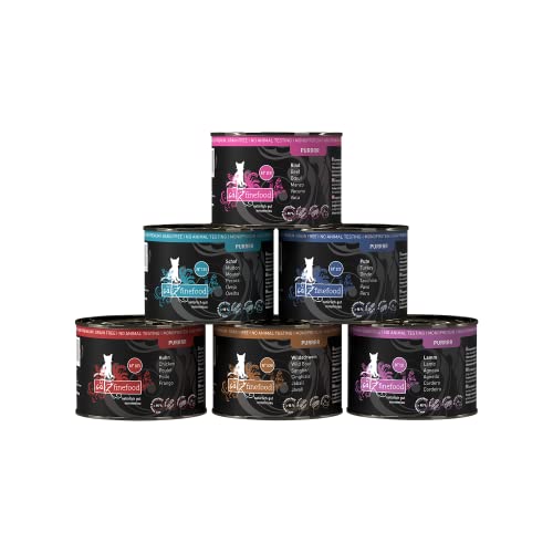 catz finefood Purrrr Collection I - Monoprotein Katzenfutter nass - getreidefrei, zuckerfrei, hypoallergen - hoher Fleischanteil - Multipack Nassfutter für Katzen - im Beutel, 6 x 200g von catz finefood