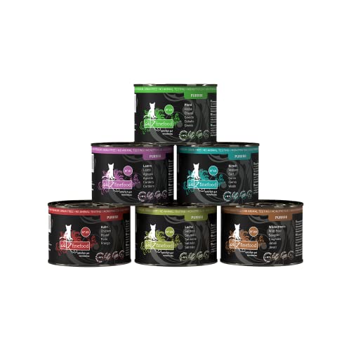 catz finefood Purrrr Collection II - Monoprotein Katzenfutter nass - getreidefrei, zuckerfrei, hypoallergen - hoher Fleischanteil - Multipack Nassfutter für Katzen - im Beutel, 6 x 200g von catz finefood