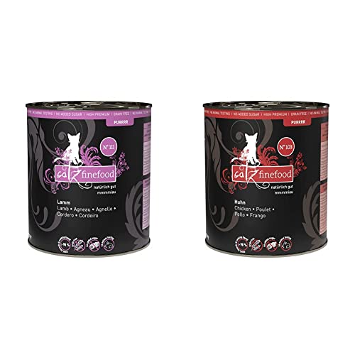 catz finefood Purrrr Lamm Monoprotein Katzenfutter nass N° 111,70% Fleischanteil, 6 x 800 g Dose & Purrrr Huhn Monoprotein Katzenfutter nass N° 103, 70% Fleischanteil, 6 x 800g Dose von catz finefood