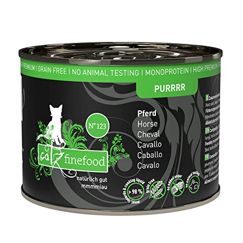 catz finefood Purrrr Pferd Monoprotein Katzenfutter nass N° 123, für ernährungssensible Katzen, 70% Fleischanteil, 6 x 200g Dose von catz finefood