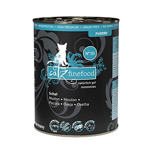 catz finefood Purrrr Schaf Monoprotein Katzenfutter nass N° 113, für ernährungssensible Katzen, 70% Fleischanteil, 6 x 400 g Dose von catz finefood