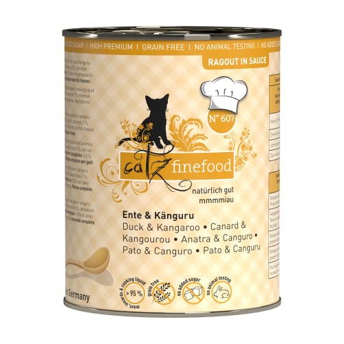 catz finefood Ragout N° 607 Känguru & Ente Katzenfutter nass - Feinkost Nassfutter für Katzen in Sauce ohne Getreide und Zucker mit hohem Fleischanteil, 6 x 380 g Dose von catz finefood