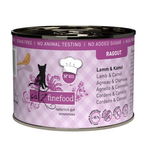 catz finefood Ragout N° 611 Lamm & Kamel Katzenfutter nass - Feinkost Nassfutter für Katzen in Sauce ohne Getreide und Zucker mit hohem Fleischanteil, 6 x 190 g Dose von catz finefood