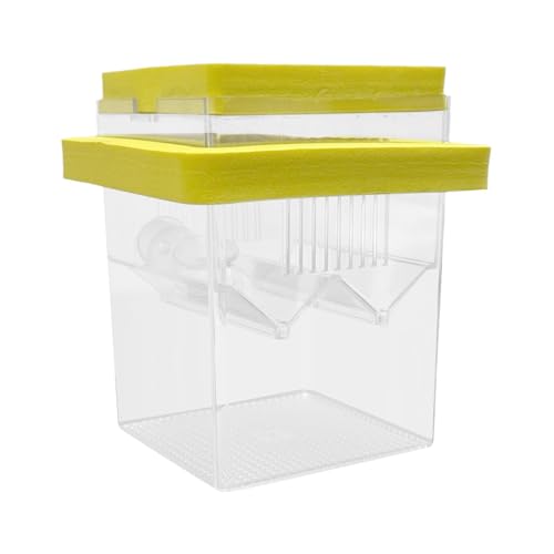 Aquarium Fish Breeding Box, Shrimp Isolation Box, Fish Hatching Box with Suction Cups, Easy to Clean Floating Fish Breeding Box 3.39x3.39x4.13 Inches for Aquarium (Yellow) von ccuzs