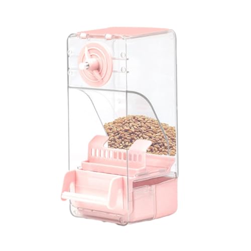 Automatic Bird Feeder, Top-Fill Food Dispenser, No Spill Design, Large Capacity, Easy Cleaning, Ideal for Parakeets, Cockatiels, Canaries, Parrots, 9.5x10.5x20.5cm Pink Green von ccuzs