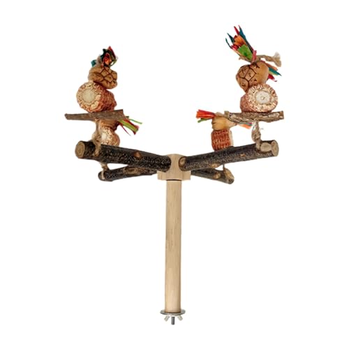 Bird Perch Swing, Rotating Wooden Parrot Gym, Climbing Exercise Toy, MultiLevel Stand for Parakeets, Lovebirds, Cockatiels, Conures, Cage Playtime 26x23x23cm 195g von ccuzs