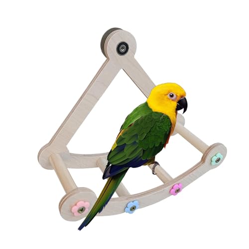 Bird Swings for Parrots, Rotating Safe Wooden Hammock, Stable Parrot Swing Toys, Bird Cage Accessories for Cockatiel, Conure, Parakeet, 9.45x7.87x3.94 Inches von ccuzs