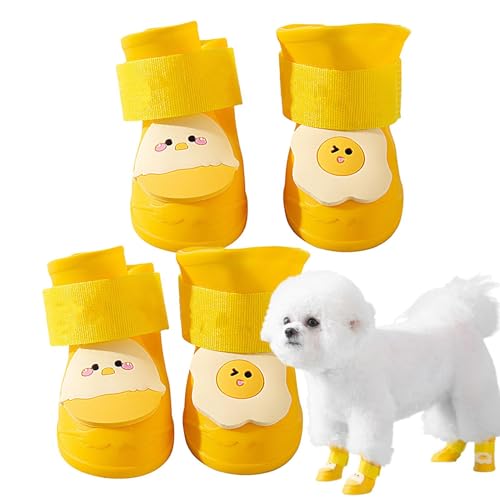 Dog Boots Waterproof, Anti Slip Dog Boot, Silicone Puppy Boots, Cute Pet Shoes with Easy to Wear and Sturdy Design for Safe Walks in Wet or Snowy Conditions, Silicone 4 Pieces von ccuzs