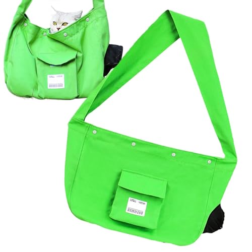 Portable Pet Sling Carrier for Cats, Adjustable Pet Tote Pouch, Comfortable Sling Bag for Small Dogs, Breathable Cat Carrying Sling 20.87x12.99x0.79 for Small and Medium Cat, Dogs (Green, Yellow) von ccuzs