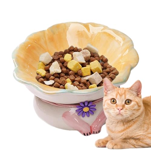 Raised Ceramic Cat Bowl, Slanted Anti-Vomiting Feeder, Elevated Food Dish for Backflow Prevention (5.91x3.94 inches), Stable Pet Feeding Bowl for Kittens and Adult Cats von ccuzs