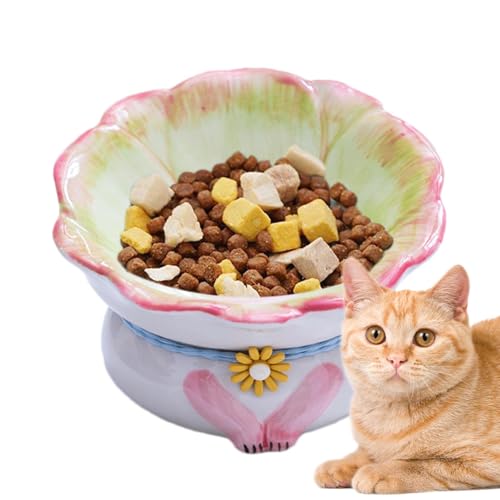 Raised Ceramic Cat Bowl, Slanted Anti-Vomiting Feeder, Elevated Food Dish for Backflow Prevention (5.91x3.94 inches), Stable Pet Feeding Bowl for Kittens and Adult Cats von ccuzs