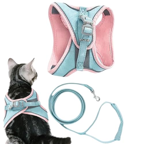 Set mit Katzengeschirr, Spaziergeschirr für Katzen, Serviceweste für Katzen, Leine und Katzengeschirr mit verstellbarem und leichtem Design für Training und Abenteuer in der Luft von ccuzs