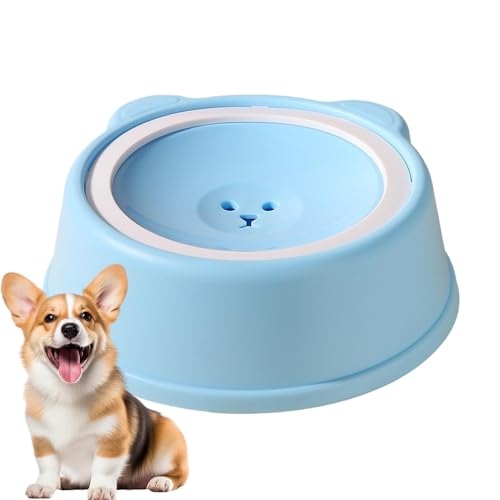 Spill-Proof Dog Bowl, Slow Water Feeder, Non-Slip Drinking Dispenser, Pet Hydration Dish, for Cats and Dogs, Essential Pets Supplies, 24x24x8.3 cm, Pink Gray and Blue von ccuzs