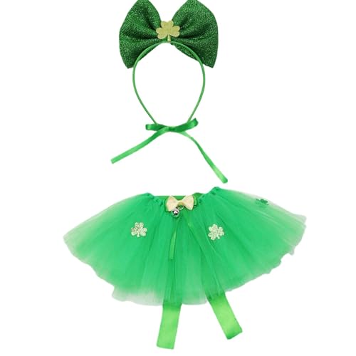 St. Patrick's Day Dog Outfit, Pet Tutu Skirt & Headband Set, Shamrock-Themed Costume for Small and Medium Dogs, Festive Apparel for Holiday Celebrations von ccuzs