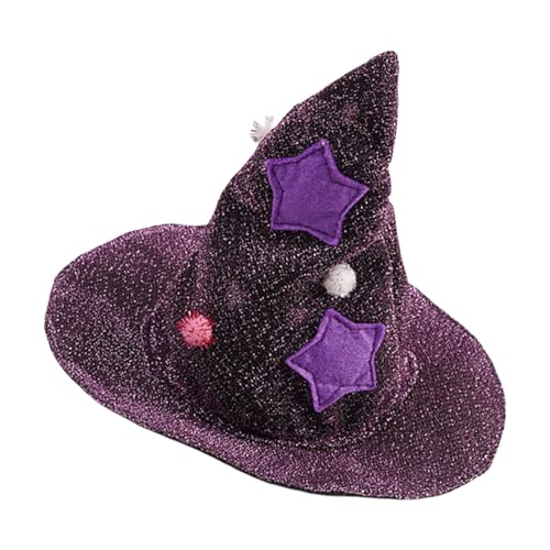 Violettes Design Halloween-Kostüm, Katzen-Hexenkostüm, Glitzer-Halloween-Kostüm, Welpen-Hexenumhang und Hut für Hunde, Halloween-Events, Zuhause, Outdoor, Indoor, Violett von ccuzs