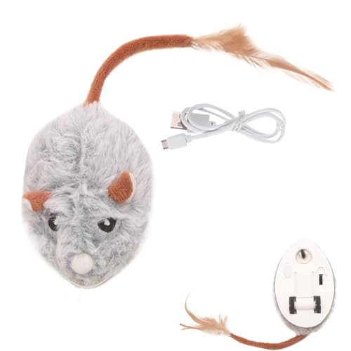 ccuzs Cat Mice Toy, Electronic Kitten Toy, Durable Plush Cat Toy, Feather Tail Toys with Realistic Motion and Design 4.72 x 2.95 x 1.97 Inches for Indoor and Outdoor Play (1 Piece) von ccuzs