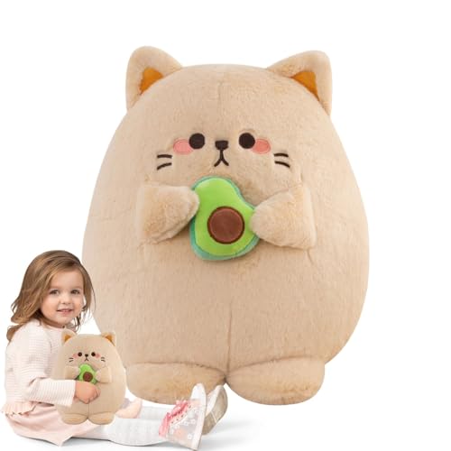 ccuzs Cat Plush Pillow, Avocado Hugging Toy, Soft Stuffed Animal, Cute Cartoon Design, for Kids, Adults, Bedroom Decor Cat Lovers and Plush Enthusiasts, 35cm Brown von ccuzs