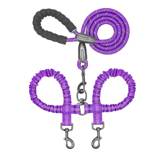 ccuzs Dog Traction Rope, 2-in-1 Puppy Traction Belt, Adjustable Walking Lead, Shock Absorbing Bungee, Rotation Feature, Training Harness for Medium & Large Dogs von ccuzs