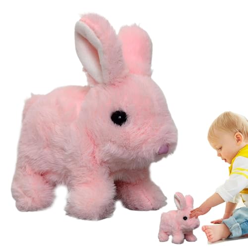 ccuzs Realistic Interactive Plush Bunny, Electronic Pet Rabbit Toy with Wiggling Ears, Hopping Action Twitching Nose for Kids Animal Lovers, 6.3x5.12 inches von ccuzs